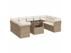 Conjunto 10 De Sofá De Jardín VIDAXL Beige Poli Ratán(100 x 55 x 73 cm)