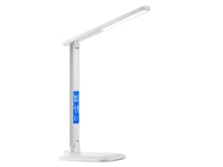 2026-lámpara De Escritorio Led 10w Con Carga Inalámbrica, Protección Visual, Calendario, Temperatura Y Reloj Despertador Blanco