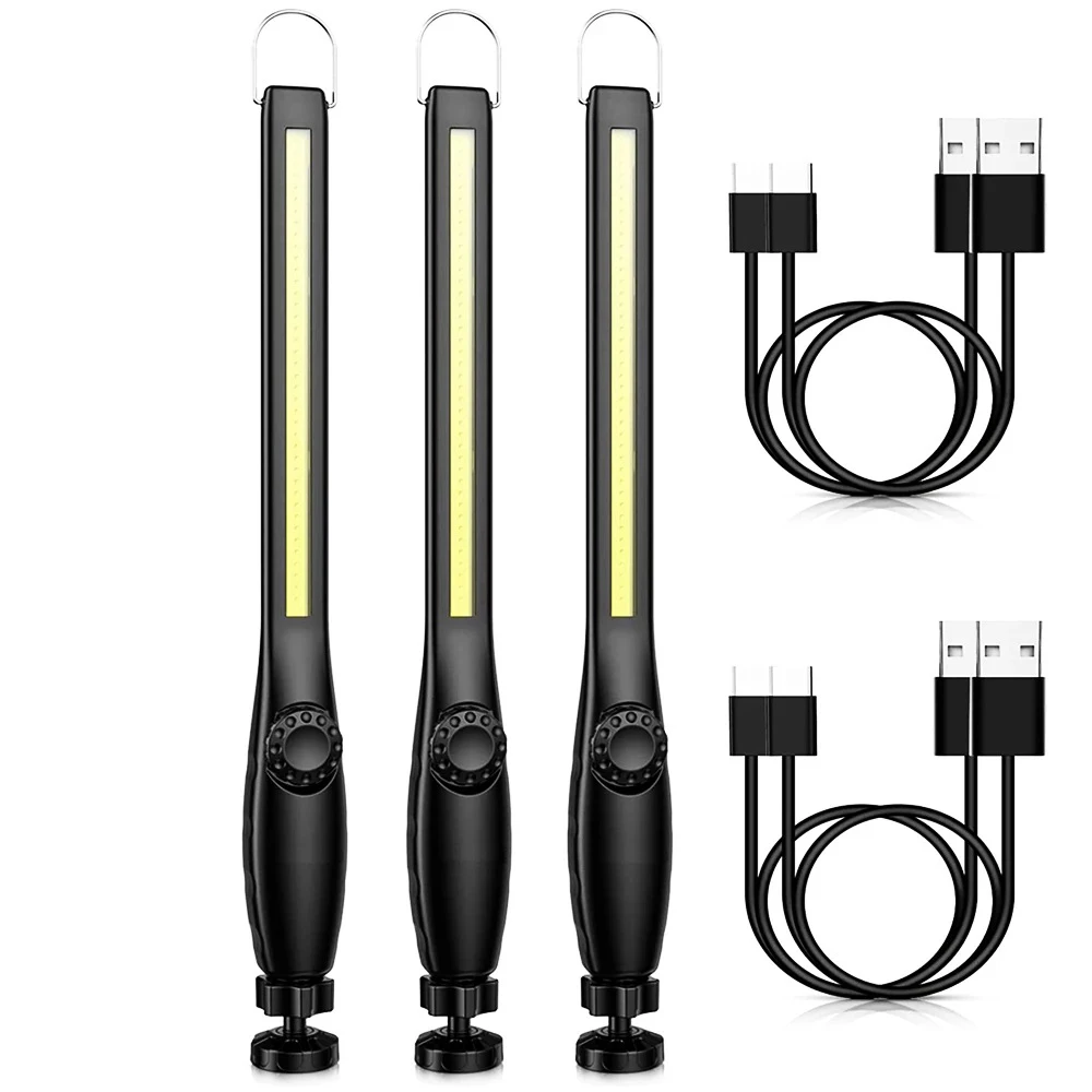 Linterna de trabajo LED COB magnética recargable vía USB, linterna portátil MDUG (3 unidades)
