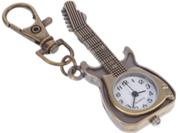 Reloj Cuarzo Retro Forma Guitarra Espejo Cristal Aleación Resistente Óxido Decoloración Colgante Estudiantes