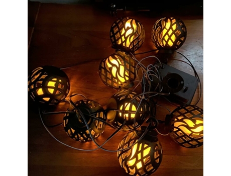 Guirnaldas de luces solares para exteriores, impermeables, colgantes, 8 luces LED con llama parpadeante para jardín, patio, cenador, camping, fiest...