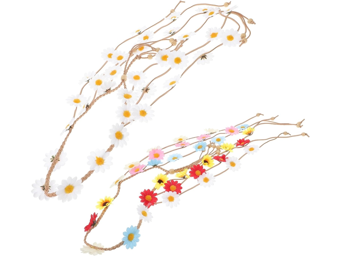 Diademax Marguerite Bohème 2pcs Pour Mujers Y Filles Sangle Ajustable En Soie Corde, Accessoires