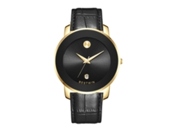 Reloj de cuarzo MDUG para hombre (con correa de cuero dorada y negra)