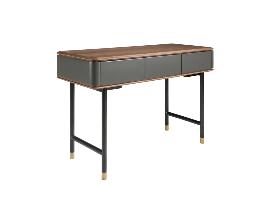 Consola rectangular en nogal, madera gris oscuro mate y acero Angel Cerdá negro