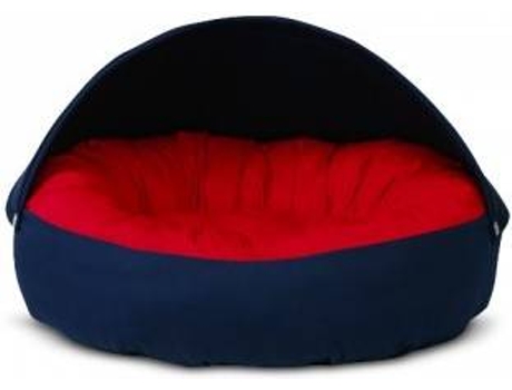Cama Redonda para Perros y Gatos GAUTY Tela de sarga (Roja y Azul Oscuro - 57 cm)