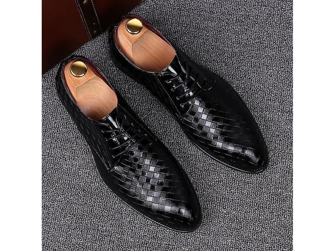 2026-zapatos De Cuero Formales Hombre Oxfords Rojos Geométricos Para Negocios Fiesta Boda Casual Ybqjoo Cuarenta Y Cuatro Negro