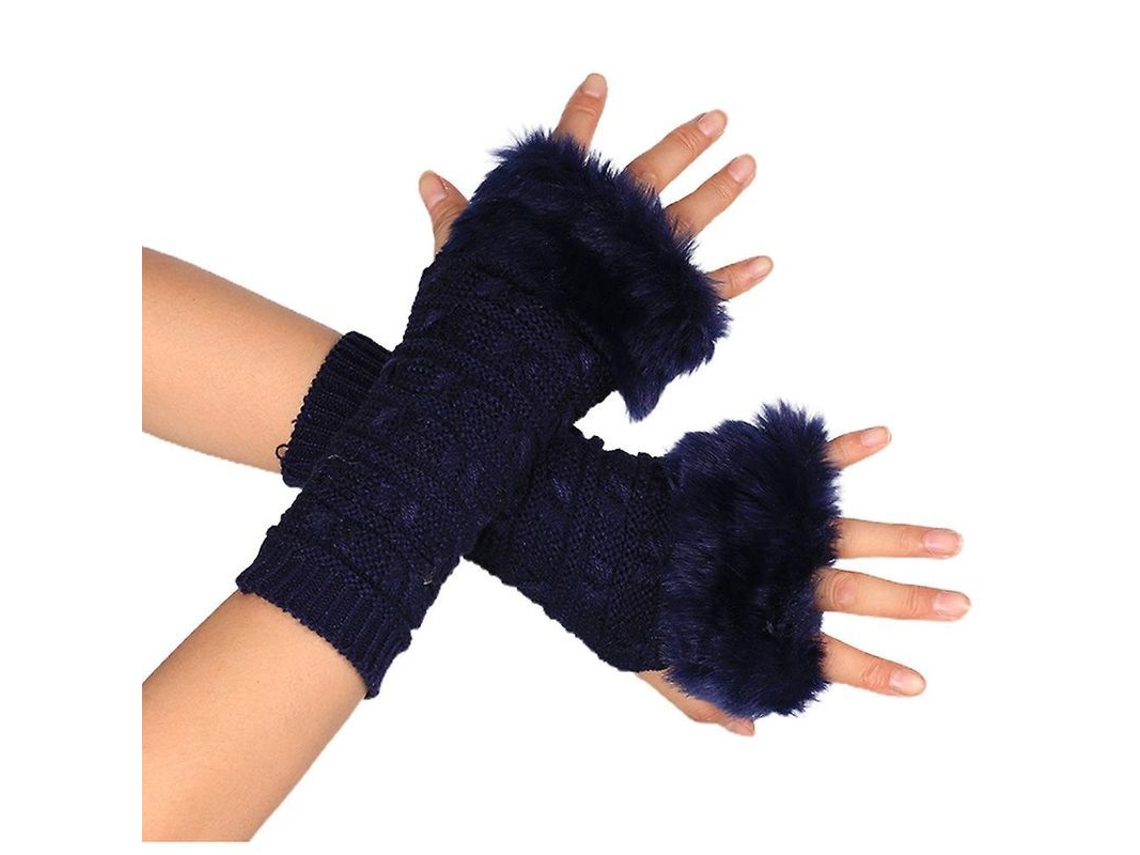 2026-guantes Sin Dedos De Pelo Falso Fluffy Para Mujer Guantes De Lana Calientes Para Mano Y Muñeca