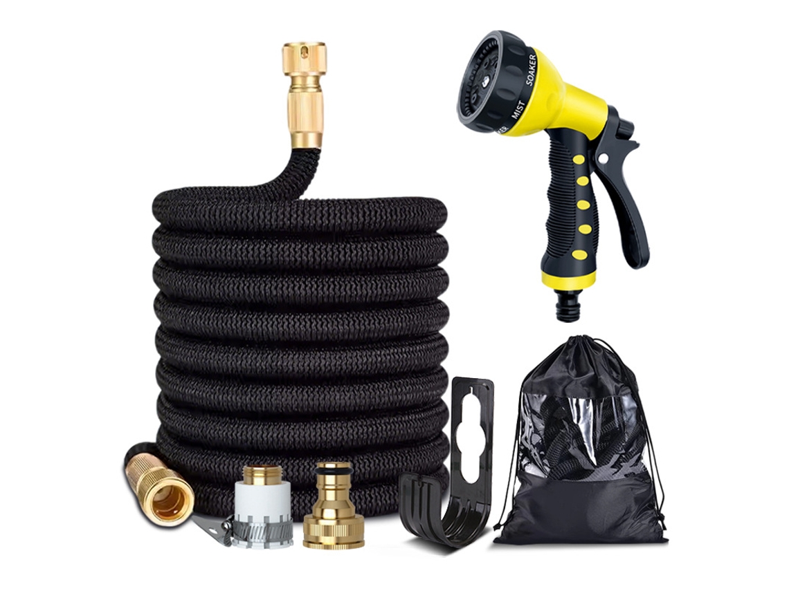Manguera Magic Hose Eifsn de 30 m con boquilla de 8 funciones (Amarillo brillante)