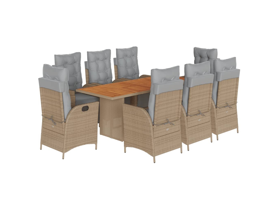 Maison Exclusive - Set Comedor De Jardín 9 Pzas Con Cojines Ratán Sintético Beige