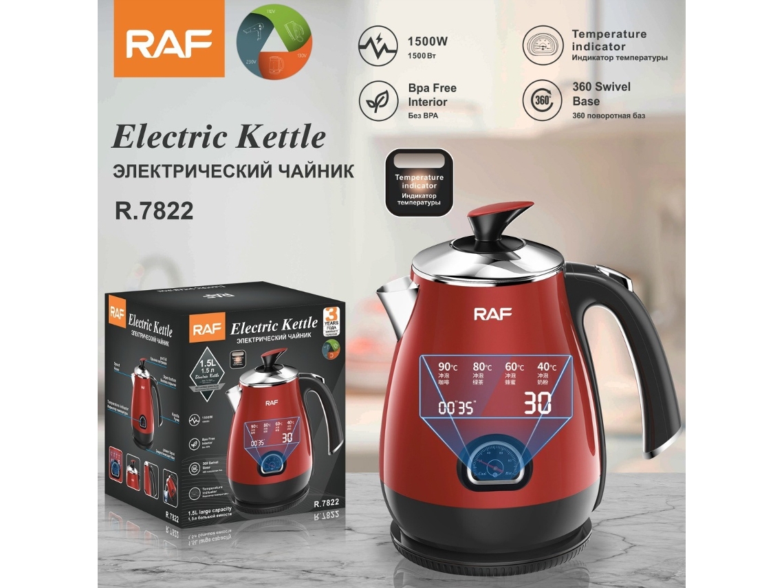 Hervidor eléctrico multifuncional inteligente, estándar europeo, apagado automático, interior de acero inoxidable, 1,5 l Mdug