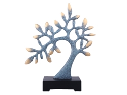 Árbol de la fortuna azul moderno, hecho de resina, para decoración del hogar, oficina, sala de estar y cumpleaños.