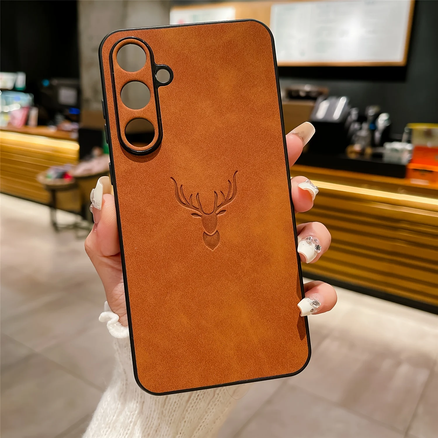 (galaxy S25 Fe Naranja) Adecuado Para Fundas Traseras De Cuero Esmerilado De Samsung