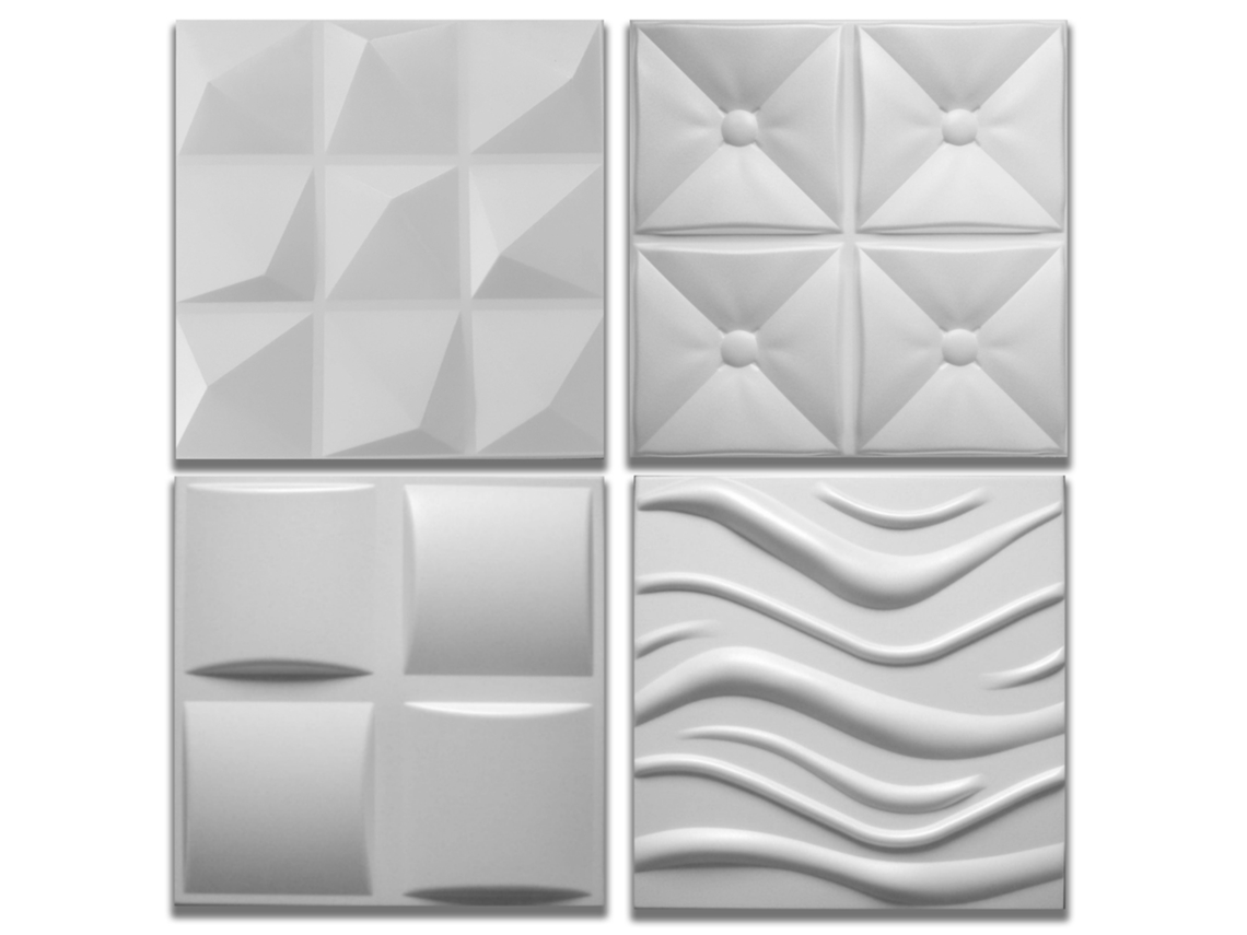 Paneles 3D ETERNAL PARQUET Para Techo O Pared 50X50X2Cm Blanco 4 Modelos 10M2 de Cojines