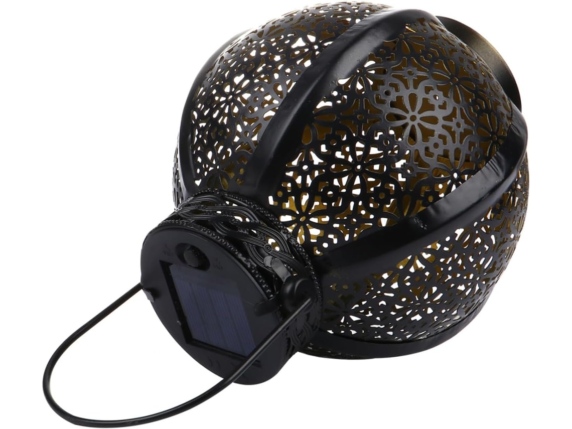 2 Faroles Solares Led Decorativos De Hierro Para Jardín, Lámparas Colgantes Redondas.