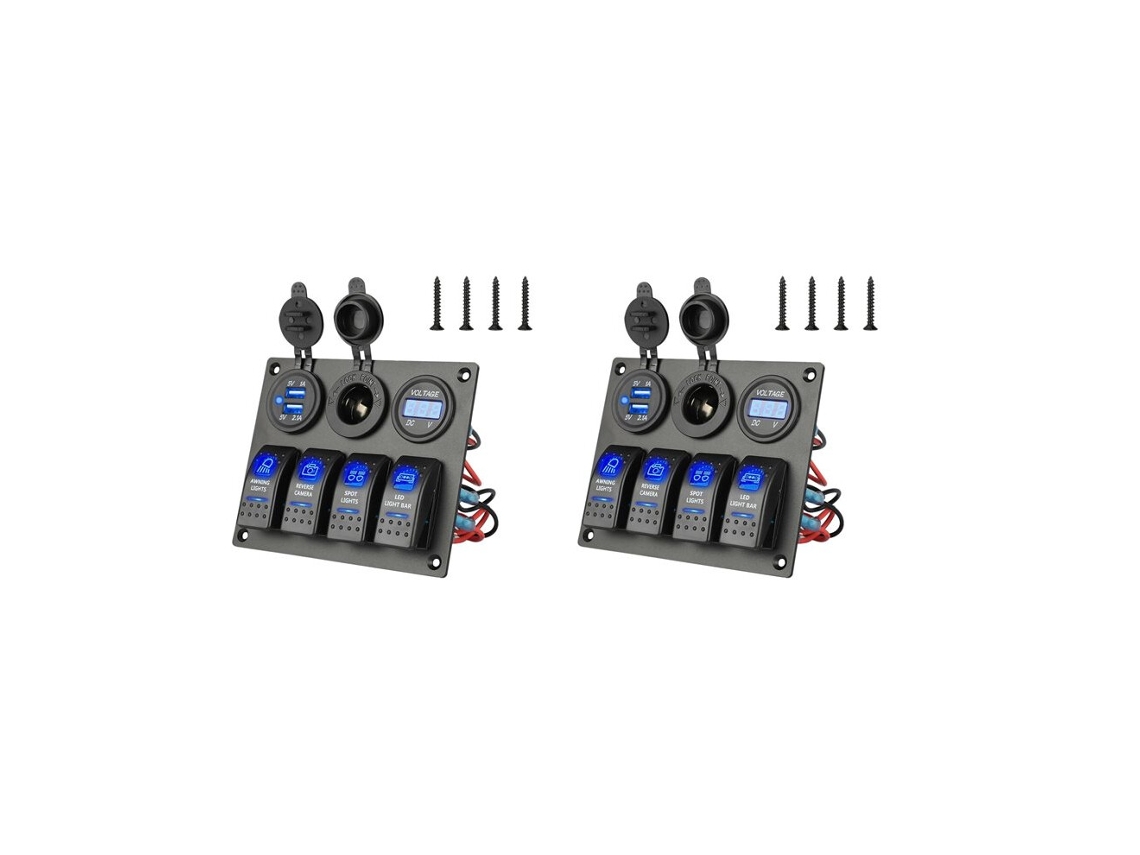 2 Interruptores Basculantes Led De 4 Vías, 12-24 V, Resistentes Al Agua, Para Coches Y Embarcaciones.