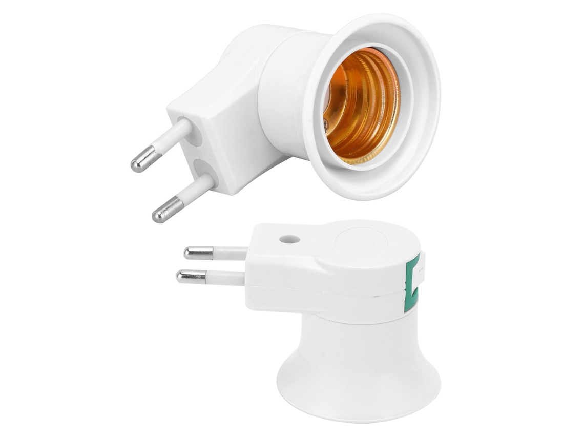 Adaptador De Portalámparas E27 De 2 Piezas Con Interruptor, Base De Rosca, Accesorio Eléctrico De Pvc
