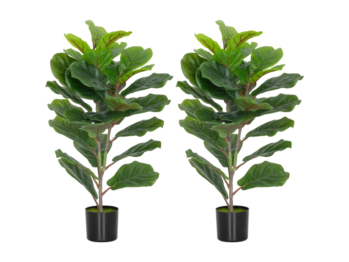2 Higueras Artificiales 80cm Maceta Verde
