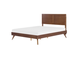 Cama con somier BELIANI Istres de MDF Madera oscura 169x205x149