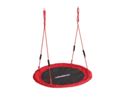 Relaxdays Columpio Nido Redondo, Mangos Acolchados, Niños, Ajustable, Exterior, Ø: 120 Cm, Hasta 100 Kg, Rojo