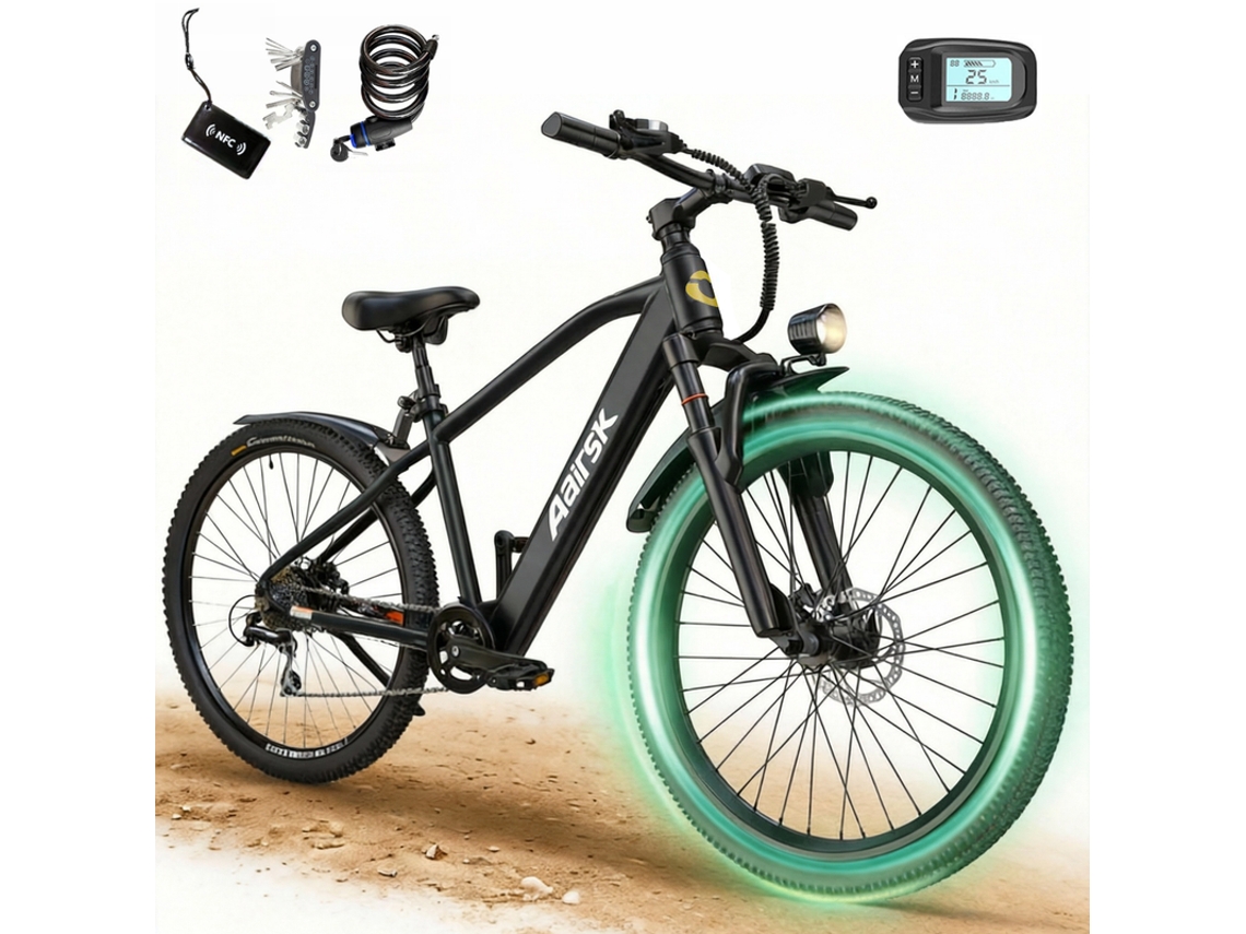 Bicicleta Eléctrica Aairsk Gt300 26'' Para Adultos, Motor 250w 7 Velocidades Batería 36v 10ah, Autonomía 30-60km