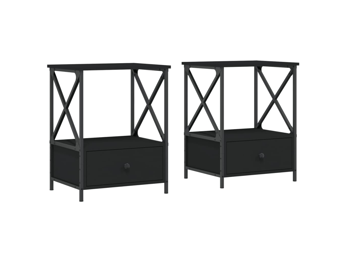 Maison Exclusive - Mesitas De Noche 2 Uds Madera De Ingeniería Negro 50x41x65 Cm