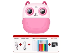 Cámara instantánea, mini cámara de impresión de alta definición 1080P para niños con tarjeta de memoria de 16 GB, color rosa Cuich