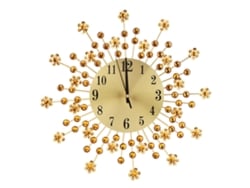 Reloj de pared Baok, colgante de hierro de estilo europeo con estampado floral y diamantes.