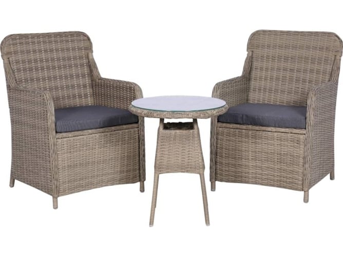 Conjunto 3 Muebles De Jardin VIDAXL Marrón Poli Ratán