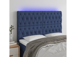 Cabecero De Cama | Panel De Cabecero Con Luces Led Tela Azul 144x7x118/128 Cm