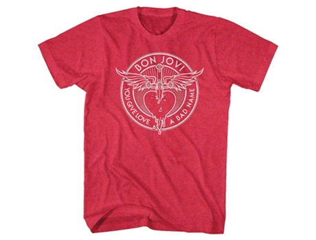 Camiseta ROCKINSTONE roja You Give Love A Bad Name Bon Jovi (XXXL)