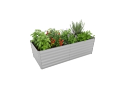 Relaxdays Canteiro Elevado Retangular, Metal Galvanizado, A×l×p 57×180×90 Cm, P/ Legumes, Ervas E Flores, Cinza Claro