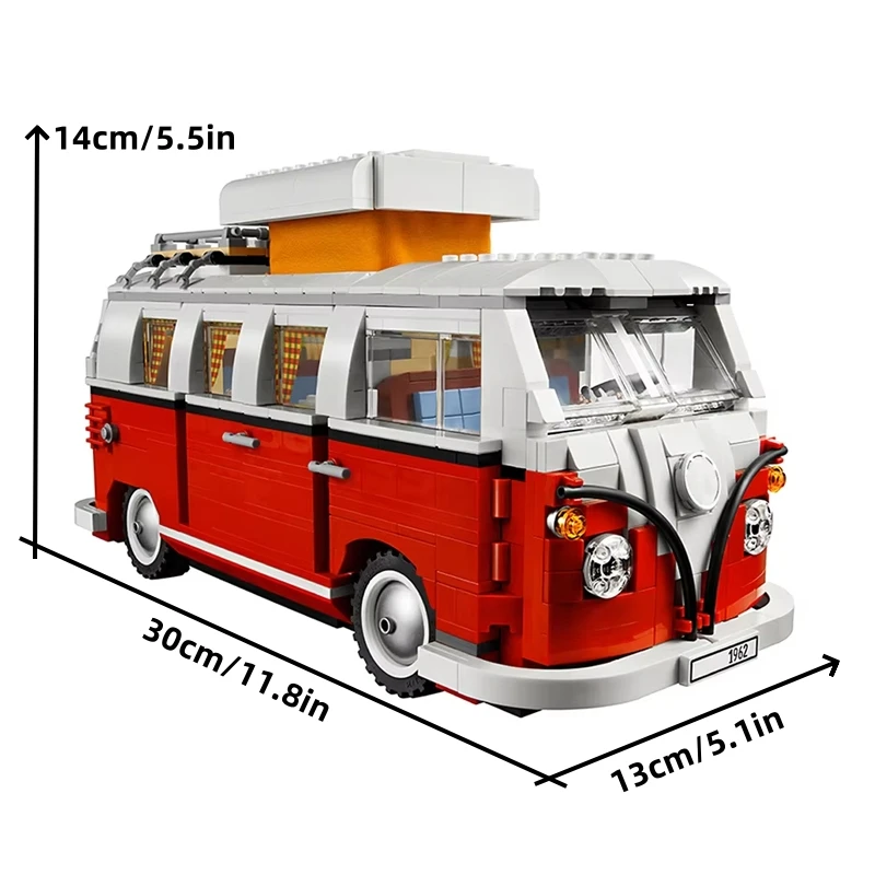 (1332 Piezas) Set De Bloques De Construcción Compatible Con Moc Para Modelo De Autocaravana, Autobús Y Coche Technical T1