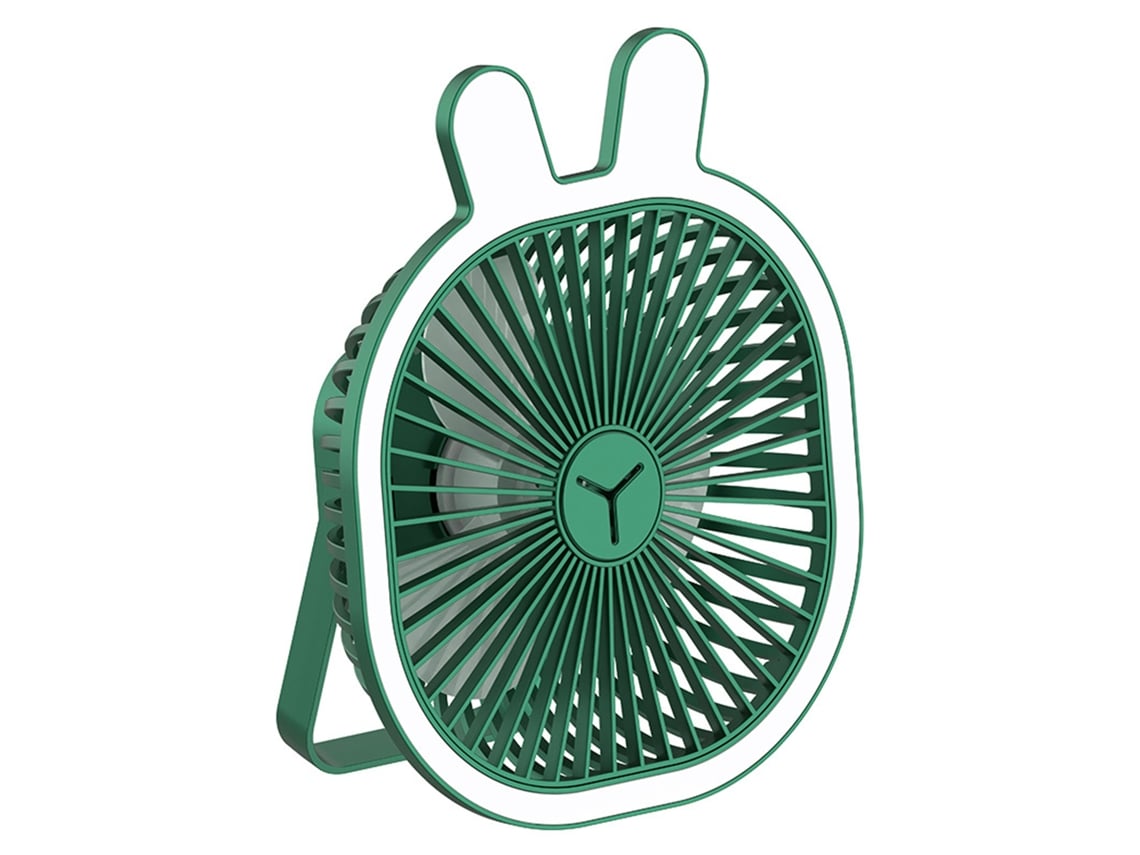 Mini Ventilador De Mesa Portátil Con Luz, 3 Velocidades, Repelente De Mosquitos, Verde.