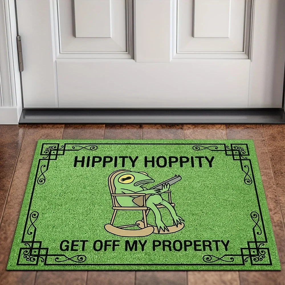 (50x80cm) Alfombra Con Estampado De Rana Verde, Alfombra De Bienvenida Para Recibidor