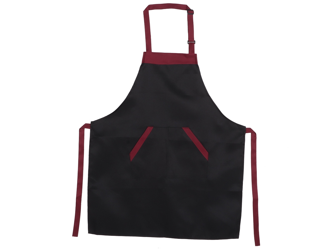 Baok - Delantal de cocina impermeable y cómodo para el trabajo, 77x62cm, con bolsillos, para hoteles, hogar y lavandería - Negro