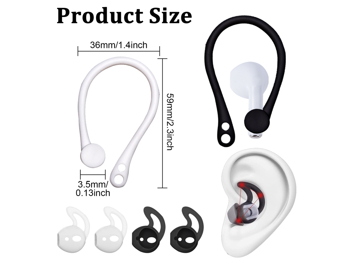 Auriculares Pares de ganchos para la oreja antipérdida 2 pares de puntas de  gancho para la oreja Ganchos de seguro de silicona para reemplazo de  auriculares