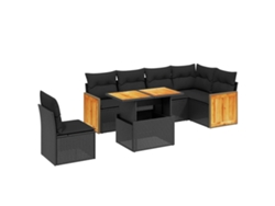 Maison Exclusive - Set De Comedor De Jardín 7 Pzas Y Cojines Ratán Sintético Negro