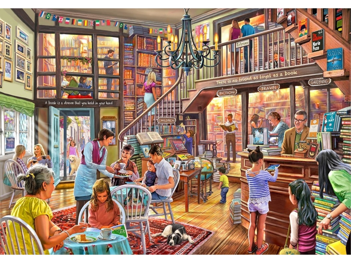 Rompecabezas de librería y salón de té Bluebird, 2000 piezas, diversión colorida en forma de rompecabezas.