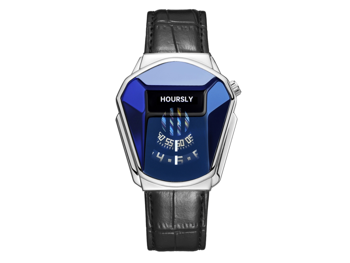 Reloj De Cuarzo Para Hombre (correa De Cuero Blanca Y Azul)