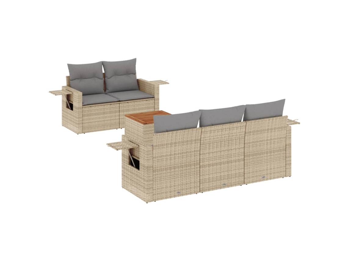Maison Exclusive - Juego De Sofás Jardín Con Cojines Beige Mezcla 6 Pzas Ratán Pe