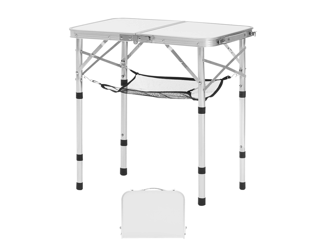 Mesa de camping plegable portátil Succebuy de aluminio MDF, 600 x 400 x 260 mm (plateada)