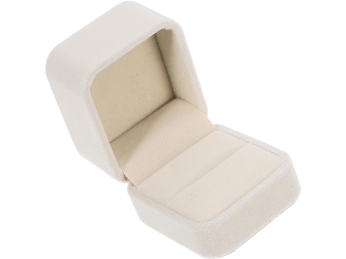 Cuadrada Ligera Práctica Terciopelo Blanco Anillos Pendientes Ideal Diario Compromisos Caja Tela Uso