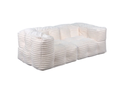 Sofá Modular De Pelo Acanalado 90x180 Cm Blanco