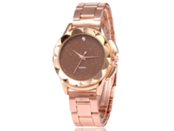 Reloj De Pulsera Unisex Zhoulianfa De Acero Inoxidable Con Diamantes De Imitación Y Esfera Color Café.