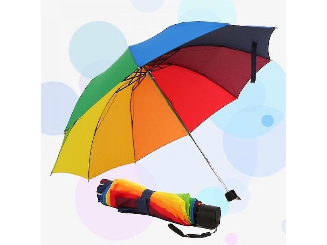 Paraguas Plegable Arcoíris Para Hombres Y Mujeres, No Automático, Creativo, Para Adultos Y Niños Val