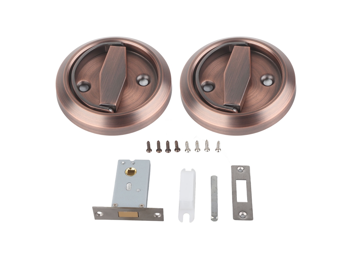 Cerradura De Doble Cara Para Puerta, Acero Inoxidable 304 Con Anillo De Bronce Rojo, Accesorios Para El Hogar Y El Baño.