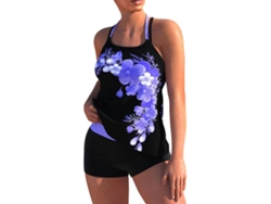 Traje de baño floral para mujer con cordón cruzado, morado, talla M