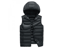 Colete de Quilted com Capuz Removível, Tamanhos S, M, 3XL, 4XL, XXL, S/MARCA