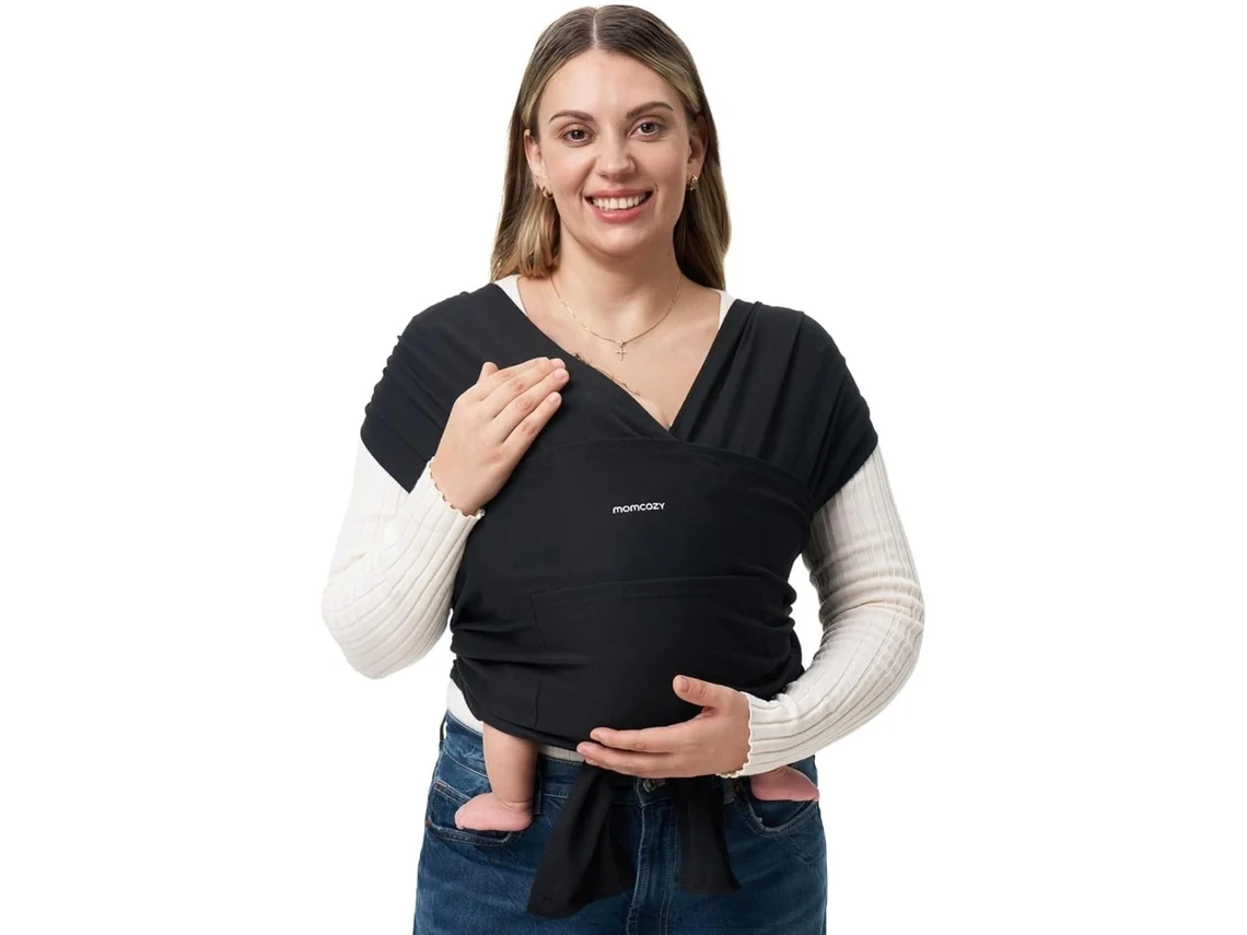 Portabebés Momcozy, Fácil De Usar, Ligero Y Manos Libres, Ajustable Para Recién Nacidos Y Niños De 3,6 A 15,9 Kg, Negro.