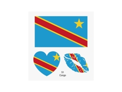 (congo) 50 Tatuajes Temporales Con La Bandera Nacional, Pegatinas Faciales De Transferencia Al Agua.